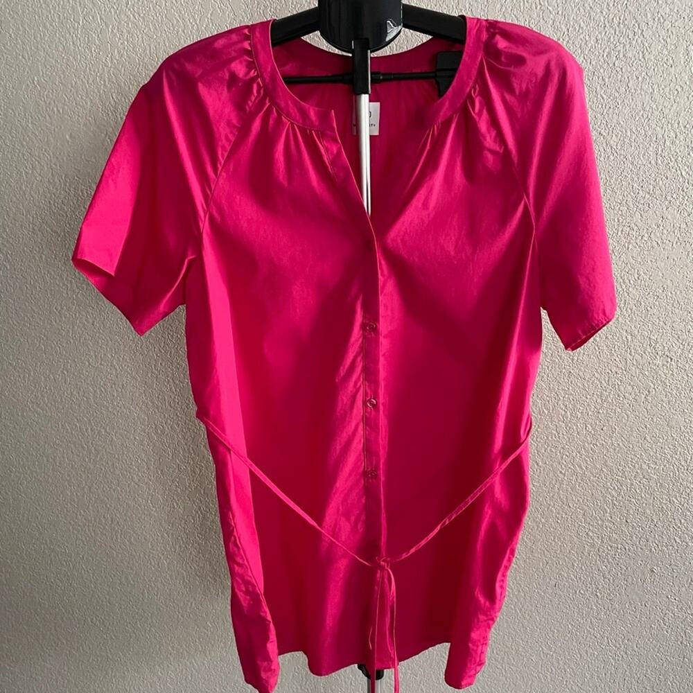 Gap Bright Pink Cotton Button Up Tunic Maternity Top Size Medium